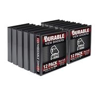 Samsill Durable Lot de 12 classeurs à anneaux en D de 3,8 cm, fabriqués aux États-Unis, reliure transparente personnalisable, noir, capacité de 350 pages