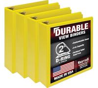 Samsill Durable Lot de 4 classeurs à anneaux en D de 5,1 cm, fabriqués aux États-Unis, jaune pouvant contenir 475 pages