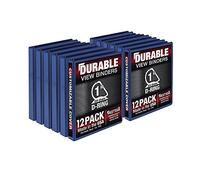 Samsill Lot de 12 classeurs durables de 2,54 cm, fabriqués aux États-Unis, reliure à anneaux en D, couverture transparente personnalisable, bleu, peut contenir 225 pages
