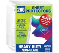 Samsill Lot de 200 pochettes plastifiées résistantes anti-reflets pour feuilles de papier, 3 trous, en plastique renforcé, idéal pour les feuilles de 21,9 x 27,9 cm