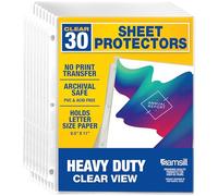 Samsill Lot de 30 protège-feuilles transparents pour classeur à 3 anneaux, 21,6 x 27,9 cm, format lettre, pochettes en plastique pour classeurs