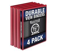 Samsill Lot de 4 classeurs durables de 1,3 cm, fabriqués aux États-Unis, anneaux ronds personnalisables, rouge, MP48413