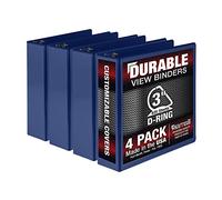Samsill Lot de 4 classeurs durables de 7,6 cm, fabriqués aux États-Unis, anneaux en D personnalisables, bleu, capacité 600 pages