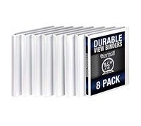 Samsill Lot de 8 classeurs durables de 1,3 cm, fabriqués aux États-Unis, anneaux ronds personnalisables, blanc (S88417)