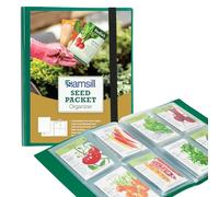 Samsill Organiseur de paquets de semences, 4 poches, pochettes transparentes réutilisables, 8,9 x 12,7 cm, 32 poches, peut contenir jusqu'à 64 paquets, vert
