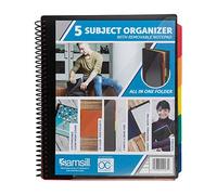 Samsill Organiseur scolaire à spirale 5 sujets avec bloc-notes amovible, dossier tout-en-un, 5 intercalaires avec 10 poches, dossier multi-poches et porte-documents