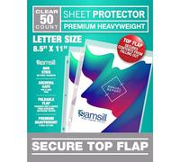 Samsill Sheet Protectors, 8.5x11 Inch Page Protectors for 3 Ring Binder, Super Heavy Duty, Secure Top Flap Protector, Letter Size, Top Loading, Acid Free, 50 Pack