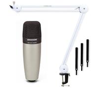 Samson C-01 Microphone à condensateur avec bras articulé Keepdrum Blanc