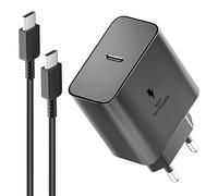Samsung 45W Chargeur USB C,Secteur Charge Rapide Type C pour Samsung Galaxy S25/S24/S23/S22/S21/S20/Ultra/Note 20/S10/S9,A54,A53,Z Fold/Z Flip/Tab,Prise Secteur USBC Adapteur Mural avec 3M Câble,Noir