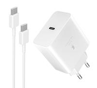 Samsung 45W Chargeur USB C,Secteur Charge Rapide Type C pour Samsung Galaxy S25/S24/S23/S22/S21/S20/Ultra/Note 20/S10/S9,A54,A53,Z Fold/Z Flip/Tab,Prise Secteur USBC Adapteur Mural avec 3M Câble,Blanc