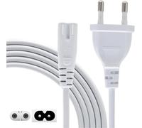 Samsung Câble TV 3M Fiche Européenne - IEC C7 Câble d'alimentation Certifié 2 Pôles - Compatible PS5 PS4 Slim Euro Cordon Alimentation Xbox Séries X Imprimante LG TV - 3-Mètre Blanc