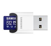 Samsung Carte Mémoire MicroSDXC, PRO Plus, 512 Go, Vitesse de Lecture jusqu’à 180 Mo/s, fournie avec Lecteur USB