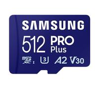 CARTE MEMOIRE SAMSUNG 512G MICRO SD PRO PLUS 2023 avec adaptateur SD 4K classe 10 Lecture 180 Mo/s Ecriture 130 Mo/s MB-MD512SA/EU