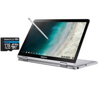 Samsung Chromebook Plus Ordinateur portable à écran tactile FHD 2 en 1 (Intel Celeron 3965Y 2 cœurs, 4 Go de RAM, 192 Go de stockage (SSD 64 Go + carte micro SD 128 Go), stylet, souris sans fil, WiFi