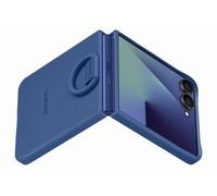 Samsung Galaxy Z Flip 7 en silicone avec anneau selfie Bleu nuit