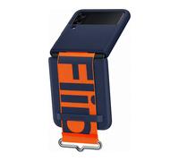 Samsung Coque pour Galaxy Z Flip3 Antichocs en Silicone avec Lanière Bleu marine