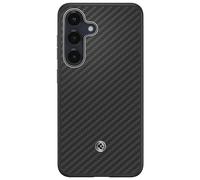Coque magnétique Officielle Spigen Enzo en aramide pour Galaxy S25 Noir/argenté
