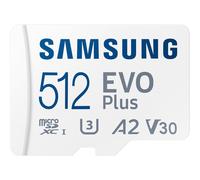 Samsung EVO Plus MB-MC512S - Carte mémoire flash (adaptateur microSDXC vers SD inclus(e)) - 512 Go - A2 / Video Class V30 / UHS-I U3 / Class10 - microSDXC UHS-I - blanc