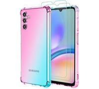 Samsung Galaxy A05s Case: With 2 Screen Protector, Two Gradient Colors Reinforced Shock Absorbing Tpu Flexible Case For Galaxy A05s (Cyan Pink)