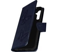 Samsung Galaxy A14 5G Housse à rabat avec motif papillon - Bleu foncé