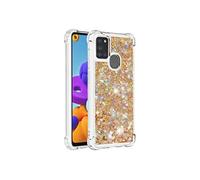 Samsung Galaxy A21S de Etui Pour de téléphone Sables mouvants Paillettes scintillant mignon TPU protecteur Antichoc Liquide clair qui s'adule Jaune