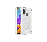 Samsung Galaxy A21S de Etui Pour de téléphone Sables mouvants Paillettes scintillant mignon TPU protecteur Antichoc Liquide clair qui s'adule Blanc