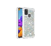 Samsung Galaxy A21S de Etui Pour de téléphone Sables mouvants Paillettes scintillant mignon TPU protecteur Antichoc Liquide clair qui s'adule Argent