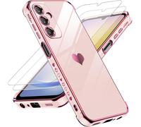 Samsung Galaxy A25 5g Case With 2 Tempered Glass, Anti-Scratch Silicone Case, Soft Tpu Protective Cover, Slim Shockproof Case For Samsung Galaxy A 25 5g - Pink