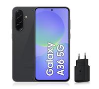 Samsung Galaxy A36 5G, Smartphone Android, 256 Go, Chargeur Secteur Rapide 25W Inclus, Smartphone déverrouillé, Noir, Version FR