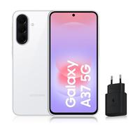 Samsung Galaxy A37 5G, Smartphone Android 5G avec l'IA accesible à Tous, 128 Go, RAM 6 Go, Chargeur Secteur Rapide 25W Inclus, Smartphone déverrouillé, Blanc, Version FR