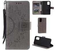 Samsung Galaxy A41 Housse de téléphone portable Flip Case Cover Housse Mandala Gris