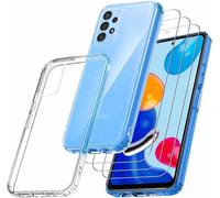 Samsung Galaxy A52 5g 4g, A52s 5g Case, With 3 Armor Tempered Glass Films, Never Yellowing Military Standard, Shock Resistant And Scratch Resistant Protective Case Transparent