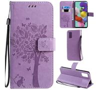 Samsung Galaxy A71 5G Coque Motif Arbre Chat PU Cuir Flip Housse Étui Cover Case Wallet Portefeuille Support Porte-Cartes SaX