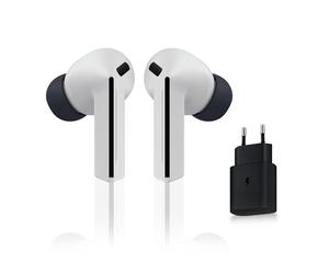 Samsung Galaxy Buds3 FE, Écouteurs sans Fil, Bluetooth, Réduction Active de Bruit, Audio 360, Gemini, Chargeur Secteur Rapide 25W Inclus, Gris, Version FR