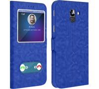 Samsung Galaxy J6 Flip Cover Double fenêtre & Stand - Bleu