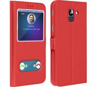 Samsung Galaxy J6 Flip Cover Double fenêtre & Stand - Rouge