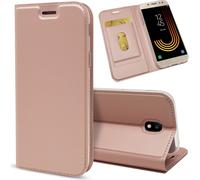 Samsung Galaxy J7 2017 Housse Flipcase par NALIA, Slim Kickstand Housse pour téléphone portable Flip-Case Rose Gold