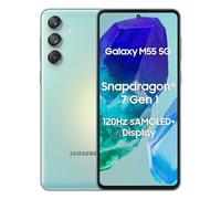 Samsung Galaxy M55 5G (Vert clair, 8 Go de RAM, 256 Go de stockage) | Triple caméra 50 MP | Batterie 5000 mAh | Snapdragon 7 Gen 1 | Mise à jour du système d'exploitation 4 génération et mise à jour