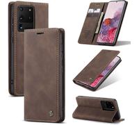 Samsung Galaxy S20 Ultra Case, Samsung Galaxy S20 Ultra Case, Vintage Soft Nubuck Leather Flip Wallet Case Cover Flip Wallet Stand Flip Case Cover For Samsung Galaxy S20 Ultra 5G (Coffee)