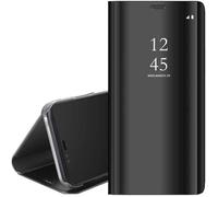 Samsung Galaxy S21 Etui à Rabat Coque Effet Miroir Flip Case Smart Clear View Cover Housse Noir