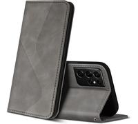 Samsung Galaxy S21 Ultra 5g Case, Premium Leather Protective Case Cover With [Card Slots] [Magnetic], Flip Folio Wallet Case For Samsung Galaxy S21 Ultra 5g (Grey)