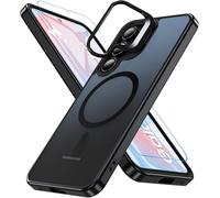 Samsung Galaxy S24 Fe Case, Compatible With Magsafe S24 Fe Case With Magnetic Ring Stand Holder Magnetic Clear Matte Shockproof Protective Cover With Screen Protector (Black)