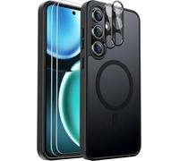 Samsung Galaxy S24 Fe Magnetic Shockproof Case With 2 Screen Protector And 2 Camera Lens Protector, Translucent Anti-Fingerprint Case For Samsung Galaxy S24 Fe