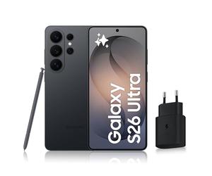 Samsung Galaxy S26 Ultra, Smartphone Android 5G avec Galaxy AI, 256 Go, Chargeur Secteur Rapide 25W Inclus, Smartphone déverrouillé, Noir, Version FR