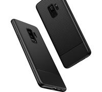 Samsung Galaxy S9 Plus Housse de téléphone portable par NALIA, étui en silicone Carbon Look Noir