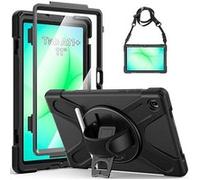 Samsung Galaxy Tab A11+/Tab A11 Plus 11 Pouces 2025, (SM-X230/X235/X236B), Étui Robuste avec Protection d'écran, Support Rotatif, Dragonne et Bandoulière, Porte-Stylo, Noir
