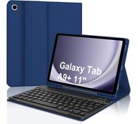 Samsung Galaxy Tab A9+ 11-Inch Keyboard Case, Italian Wireless Bluetooth Keyboard & Smart Cover, Navy Blue