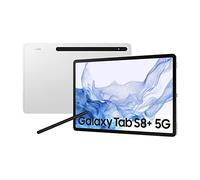 Samsung Galaxy Tab S8+ 12,4 Pouces, 256 Go de mémoire Interne, 8 Go de RAM, 5G, Tablette Android avec S Pen, Argent, avec Garantie Fabricant de 36 Mois