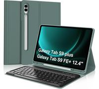 Samsung Galaxy Tab S9 FE Plus/S9 Plus 12.4 Inch 2023 Keyboard Case, French AZERTY Keyboard Case Removable Wireless Bluetooth Layout with Pencil Holder, Dark Green