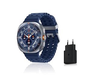 Samsung Galaxy Watch Ultra (2025), Montre Connectée, Bouton d'action, Galaxy AI, GPS Double fréquence, 4G, 47mm, Bleu Titane, Chargeur Secteur Rapide 25W Inclus, Version FR